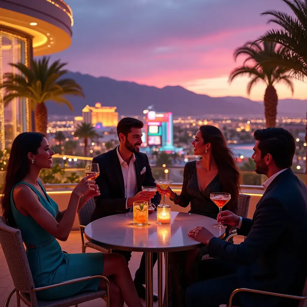 Zabawa przy fontannie tańczącej w rytm muzyki w Las Vegas